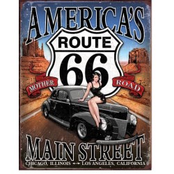 Placa metalica - Route 66 - America Main Street - 30x40 cm